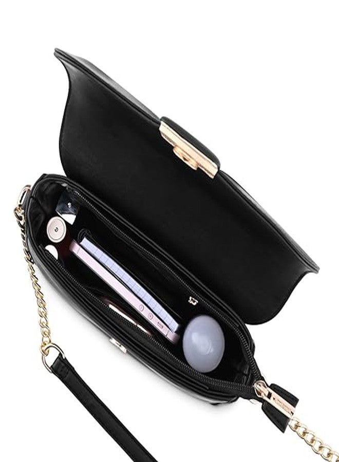 Fastrack Solid PU Zipper Closure Women's Party Sling Bag (Black, SMALL) - Image 5